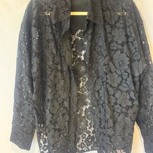 Express Black Lace Detail Shirt